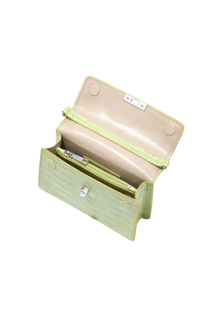 ( AS IS ) Marc Jacobs The Downtown Crocodile Top Handle Bag In Lime H961L01PF22