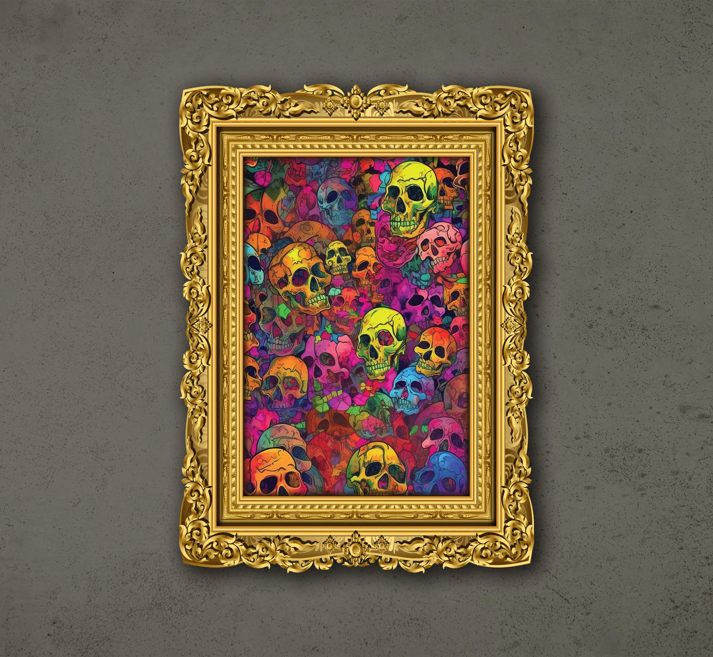 100 Skull And Roses, Horror Gift, Messed Up Parterns, Repetitive Skull, Poster Design, Printable Art
