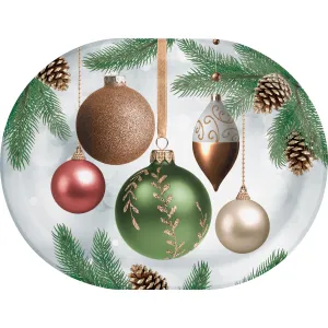 12" x 9.5" Oval Dazzling Ornaments Paper Platters