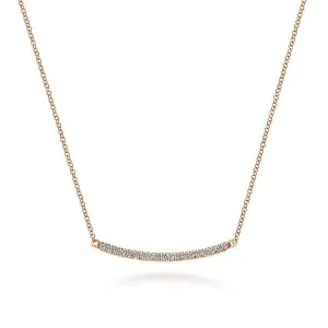 14K Rose Gold 18" Diamond Pavé Curved Bar Necklace - NK4273K45JJ