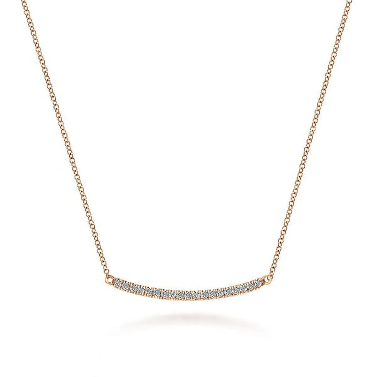 14K Rose Gold 18" Diamond Pavé Curved Bar Necklace - NK4273K45JJ