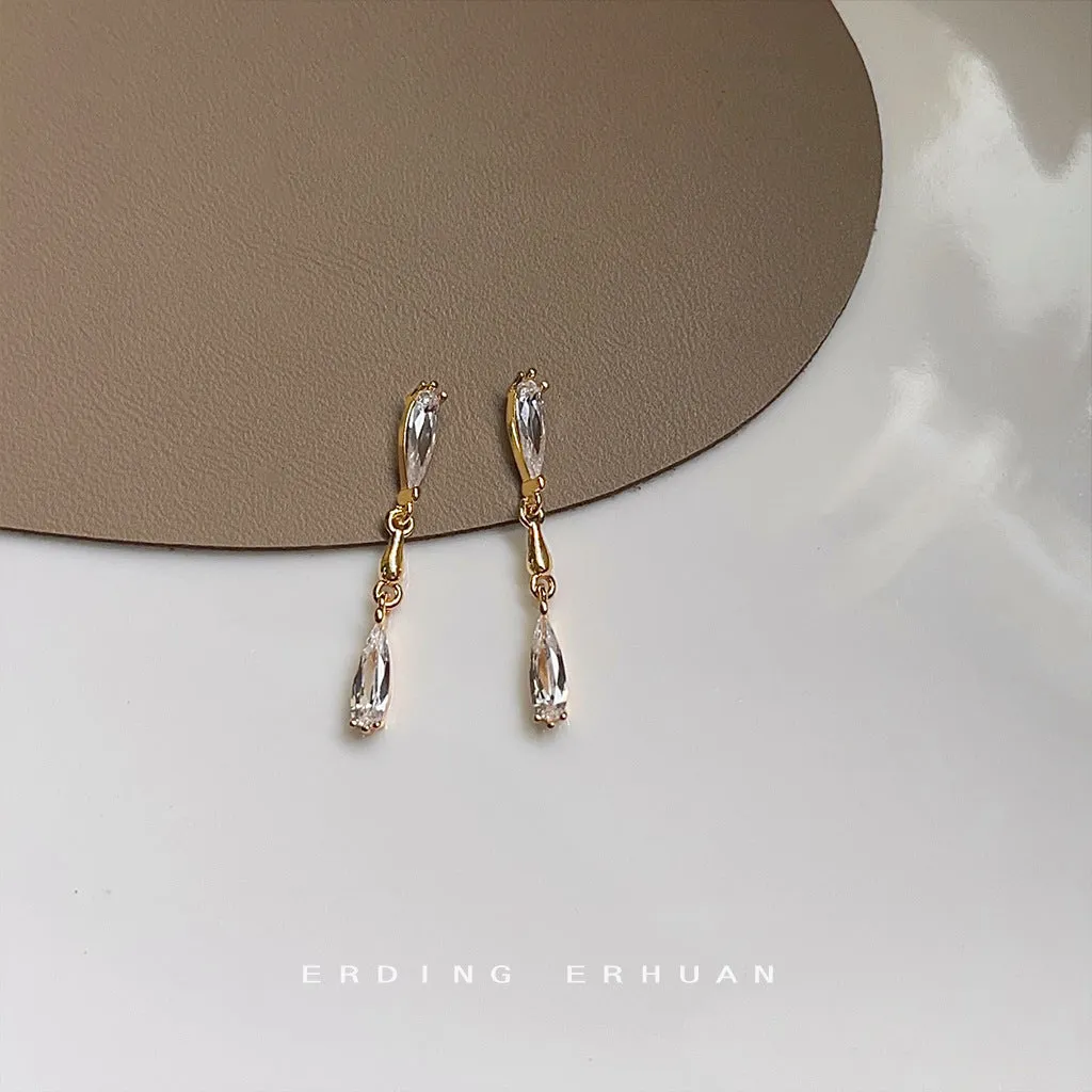 14K Silver Waterdrop Earrings with Delicate Craftsmanship for Women