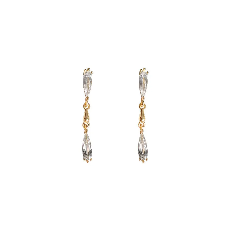 14K Silver Waterdrop Earrings with Delicate Craftsmanship for Women