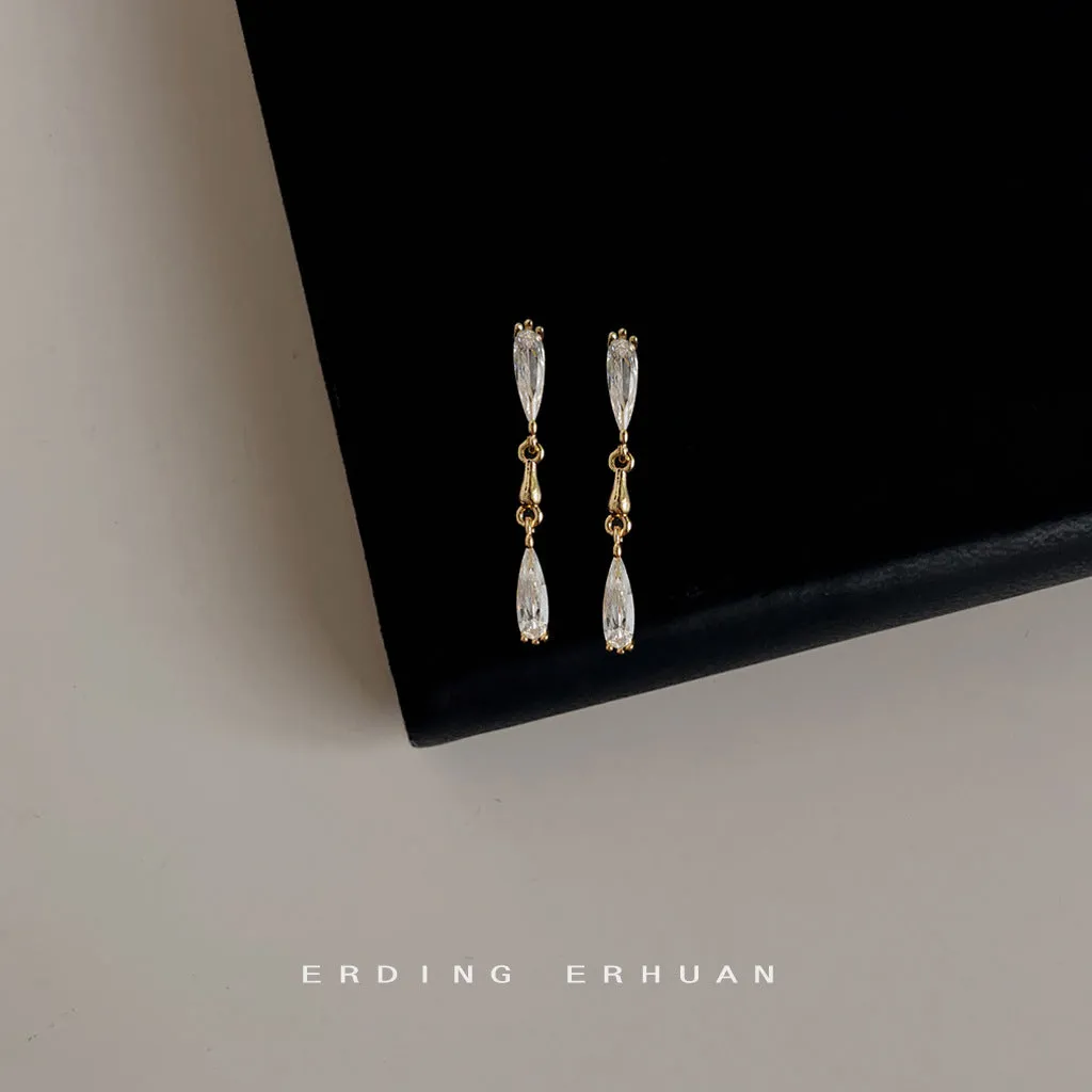 14K Silver Waterdrop Earrings with Delicate Craftsmanship for Women