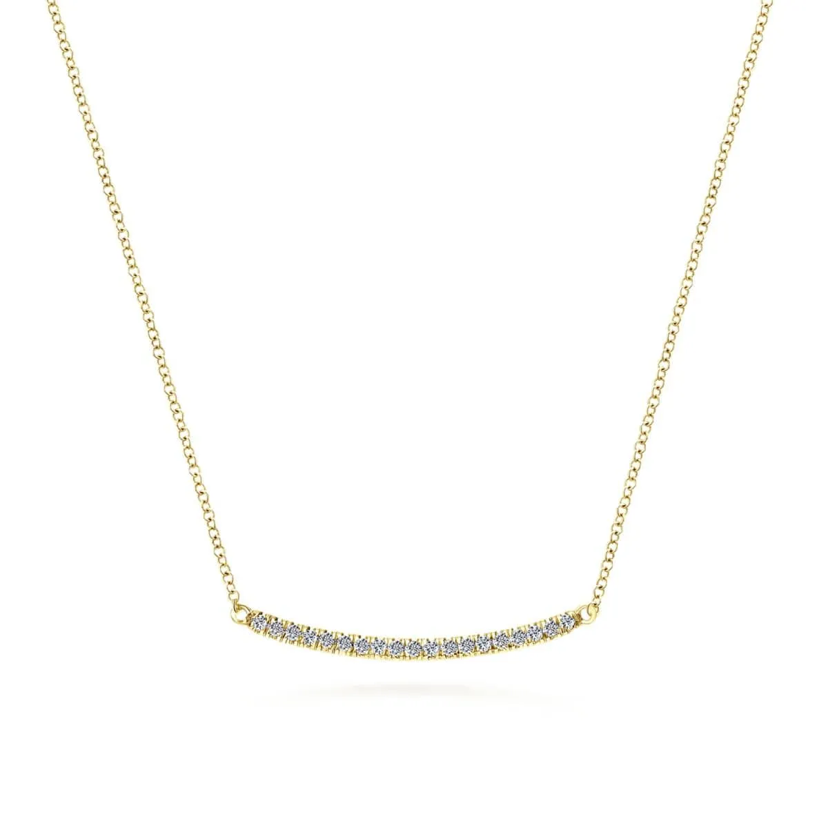 14K Yellow Gold 18" Diamond Pavé Curved Bar Necklace - NK4273Y45JJ