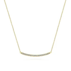 14K Yellow Gold 18" Diamond Pavé Curved Bar Necklace - NK4273Y45JJ