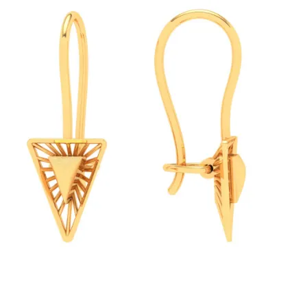 14KT Triangle Shape Gold Drop Earring From Amazea Collection