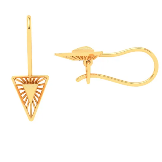 14KT Triangle Shape Gold Drop Earring From Amazea Collection