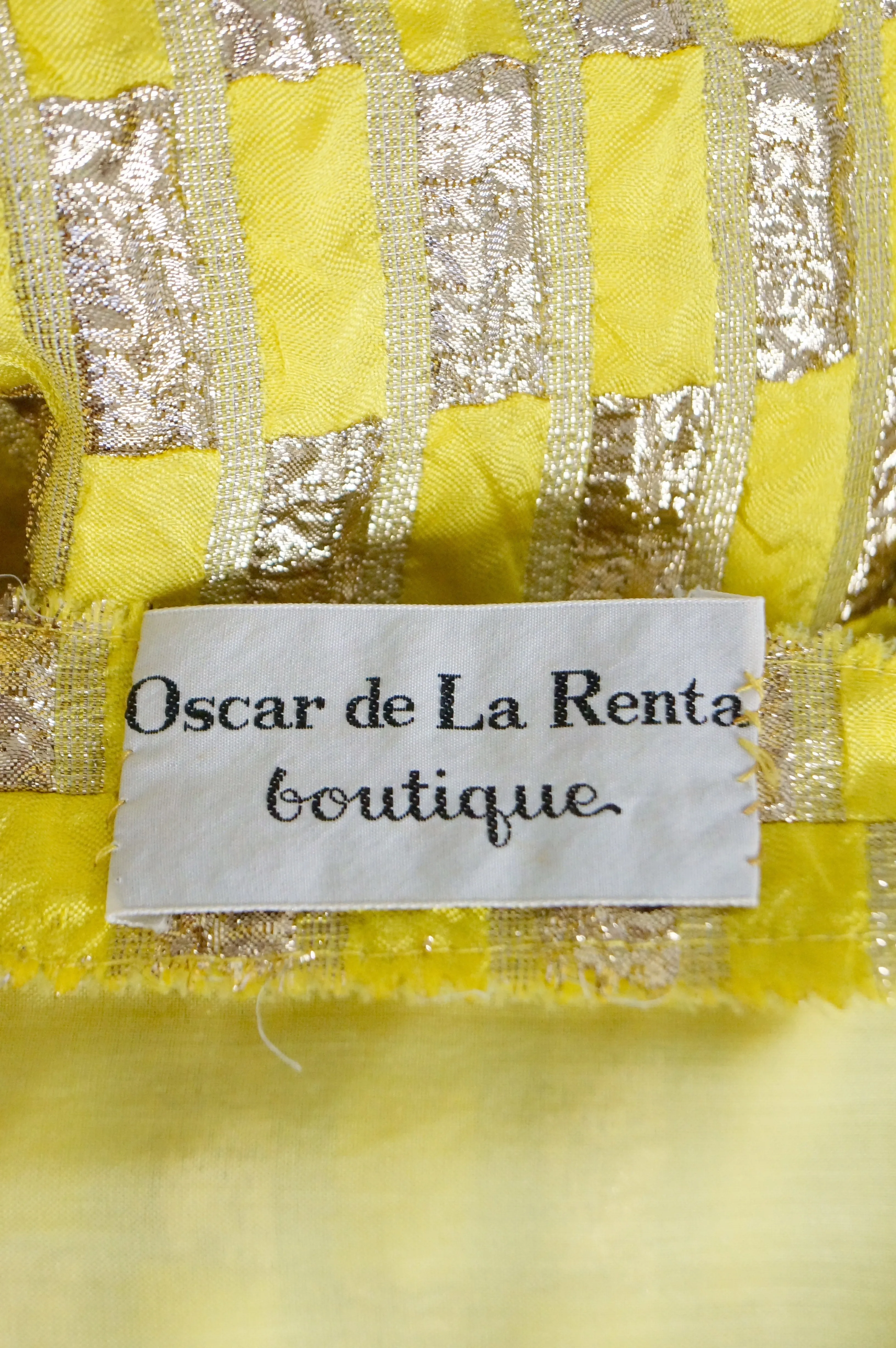 1960s Oscar de la Renta Yellow and Gold Checkerboard Print Evening Dress