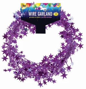 25' Wire Star Garland Purple