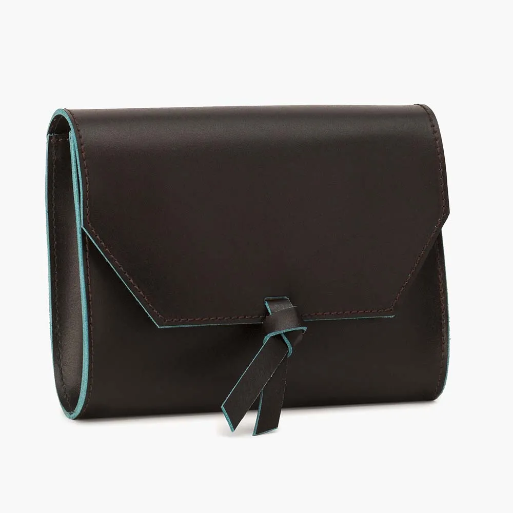 3-in-1 Leather Crossbody Belt Bag Clutch - Brown