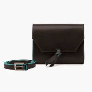 3-in-1 Leather Crossbody Belt Bag Clutch - Brown