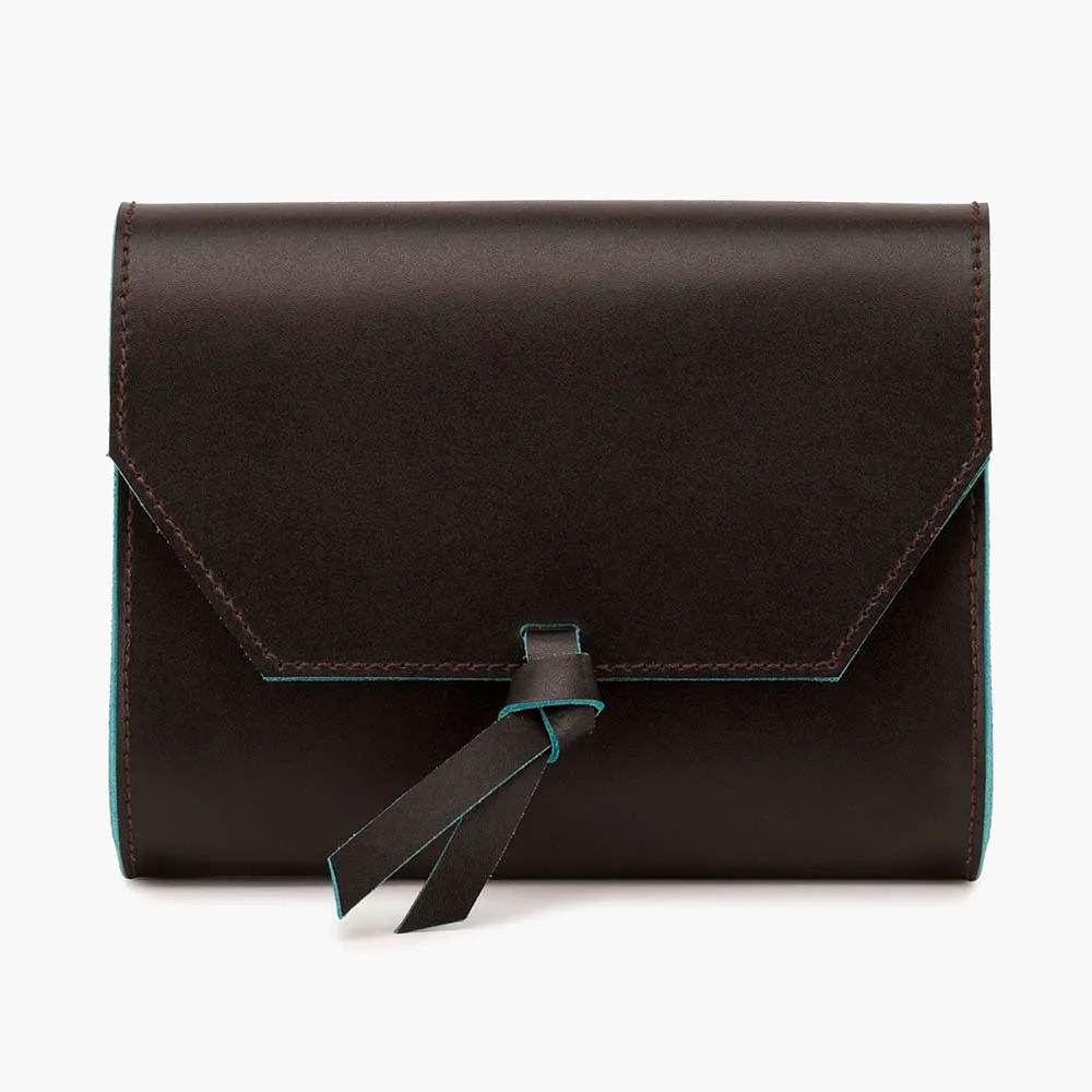3-in-1 Leather Crossbody Belt Bag Clutch - Brown
