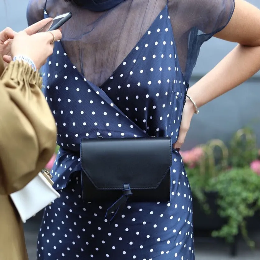 3-in-1 Leather Crossbody Belt Bag Clutch - Brown