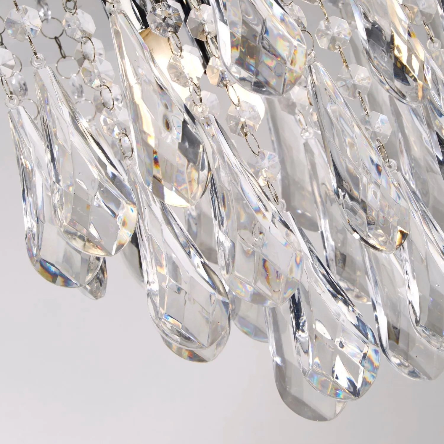 3 Light Chrome Ceiling Light With Clear Acrylic Drops