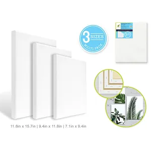 3 Rectangular Artist Quality Canvas Panels Primed 100% Cotton Assorted Sizes