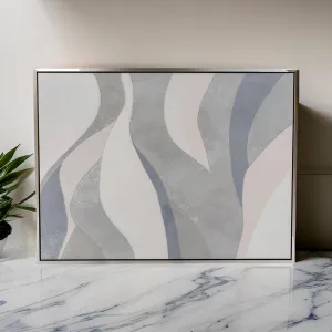 35 x 47 Framed Wall Art, Handpainted Green Waves Abstract Modern Sage Green By Casagear Home