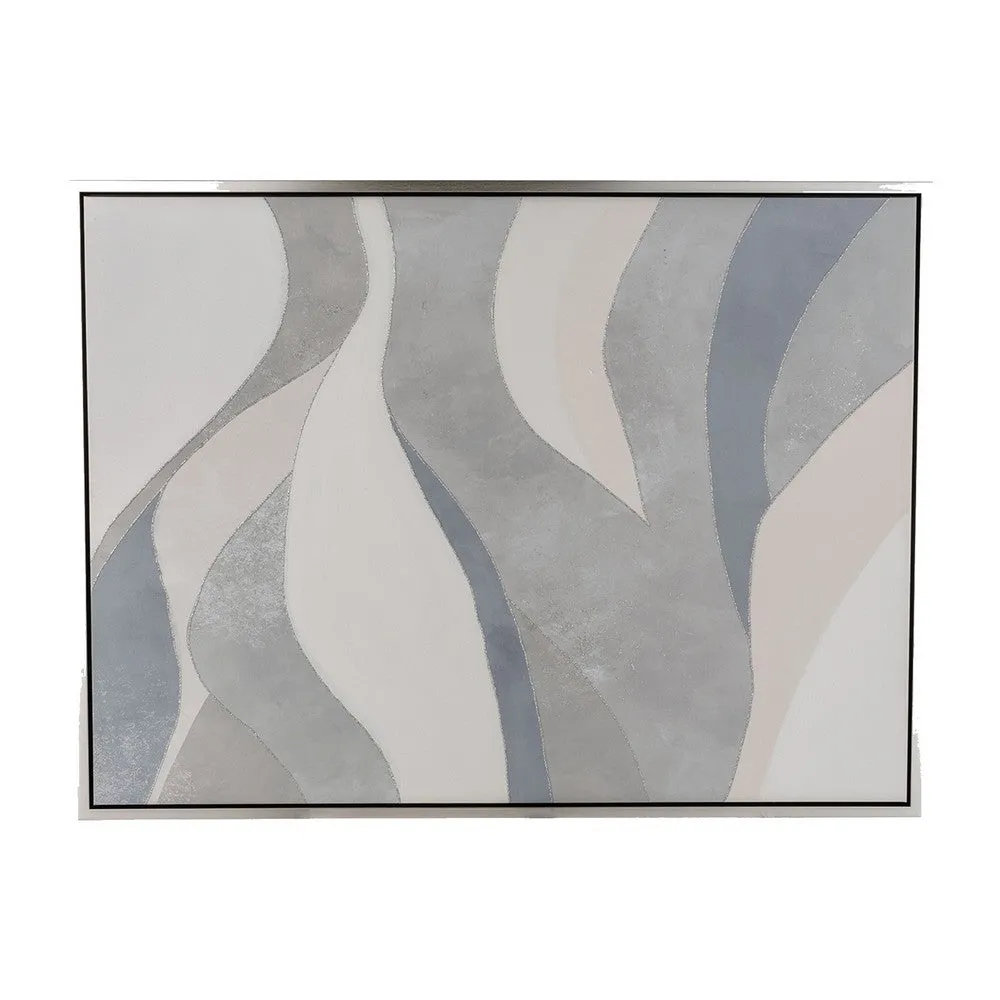 35 x 47 Framed Wall Art, Handpainted Green Waves Abstract Modern Sage Green By Casagear Home