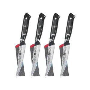 4pc Non-Serrated Damascus Steel Steak Knife Set | Shogun Series
