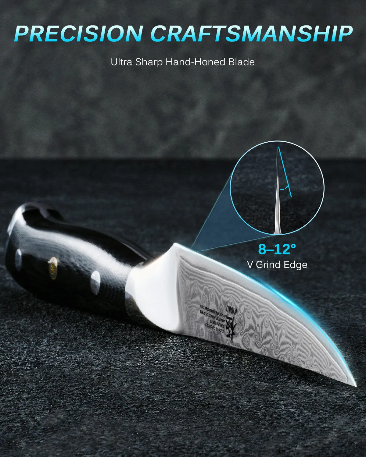 4pc Non-Serrated Damascus Steel Steak Knife Set | Shogun Series