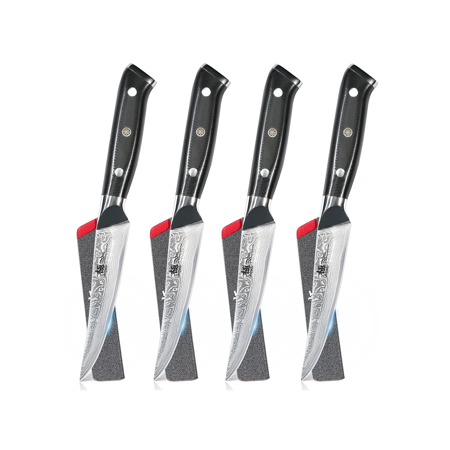 4pc Non-Serrated Damascus Steel Steak Knife Set | Shogun Series