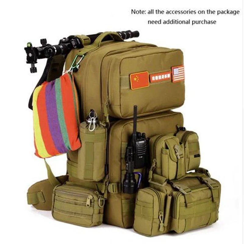 55L Waterproof Outdoor Travel Molle Backpack
