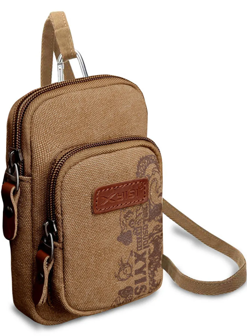 6 inch Canvas Phone Bag Multifunction Chest Bag