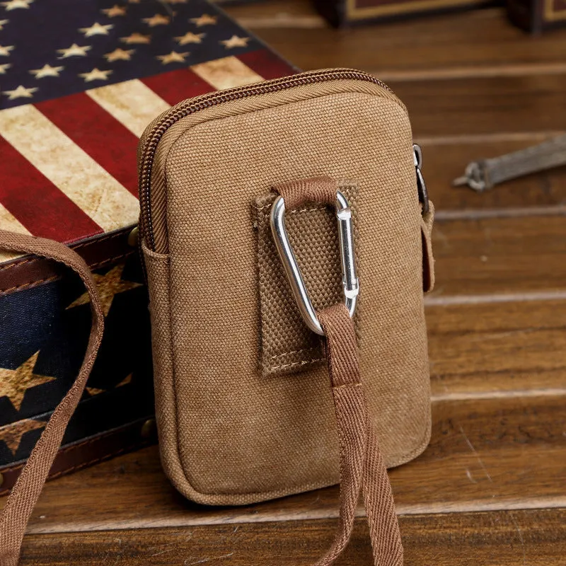6 inch Canvas Phone Bag Multifunction Chest Bag