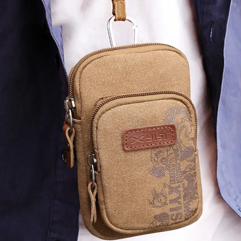 6 inch Canvas Phone Bag Multifunction Chest Bag