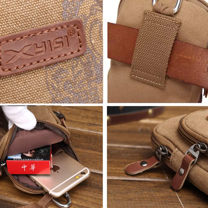 6 inch Canvas Phone Bag Multifunction Chest Bag