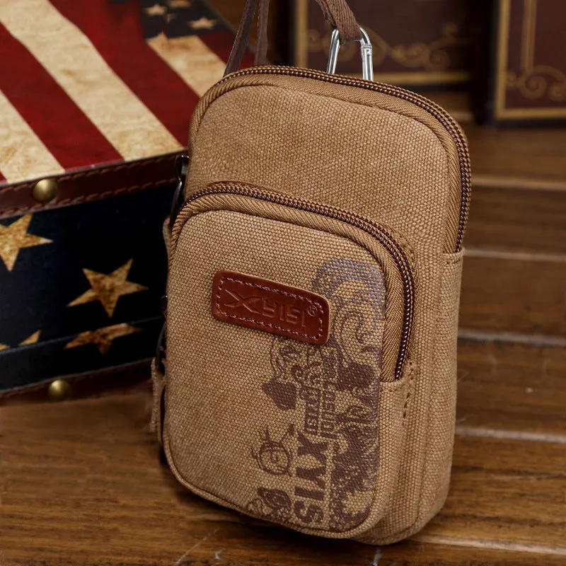 6 inch Canvas Phone Bag Multifunction Chest Bag