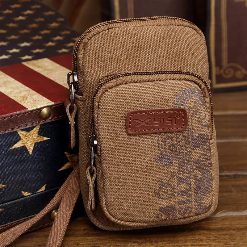 6 inch Canvas Phone Bag Multifunction Chest Bag