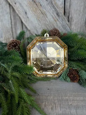 6" Gold Square Jewel Ornament
