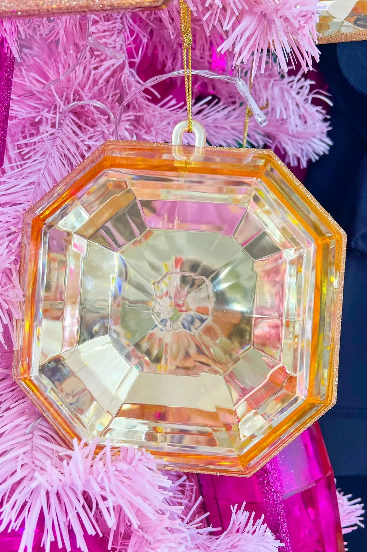 6" Gold Square Jewel Ornament