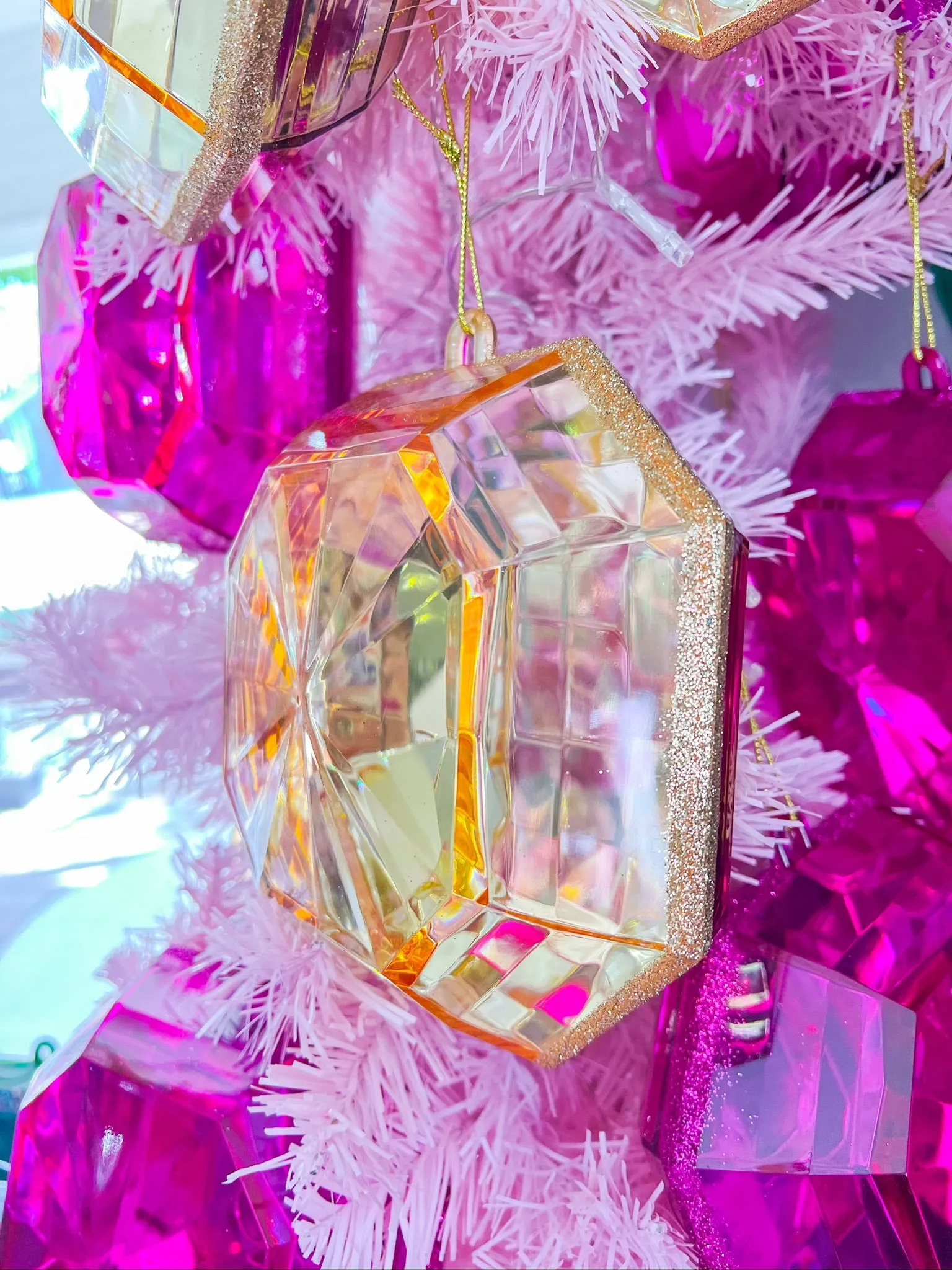 6" Gold Square Jewel Ornament