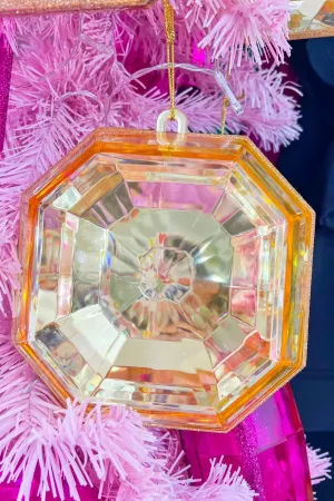 6" Gold Square Jewel Ornament