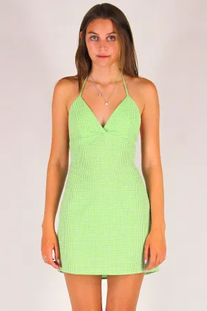Adjustable Bralette Dress - Lime Green Gingham