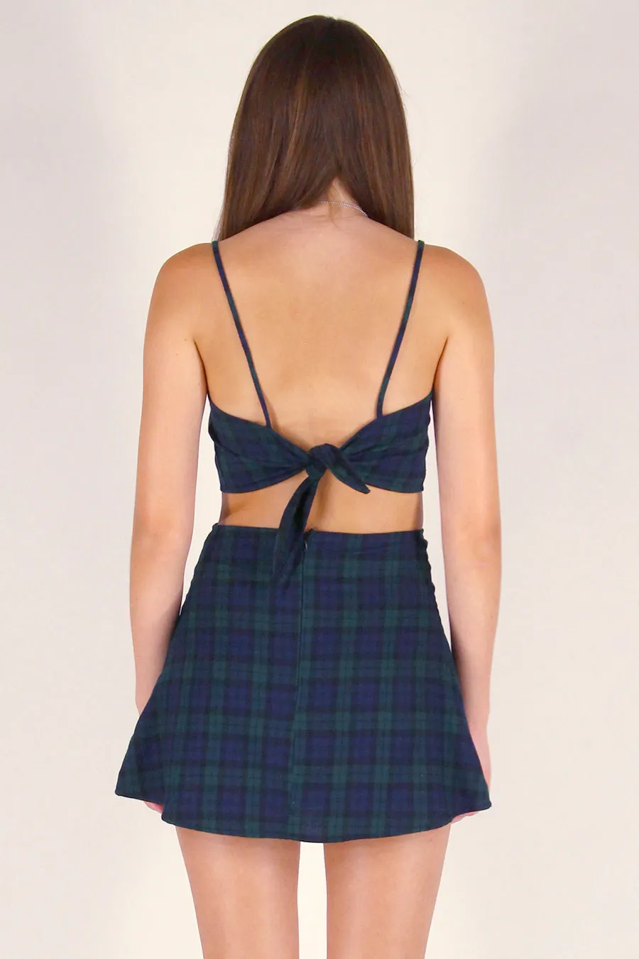Adjustable Cami Top - Flannel Navy and Green Plaid