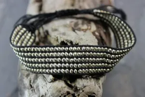 Adjustable Silver Beaded Band Bracelet