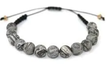 Adjustable Stone Bracelet - Gray Larvikite