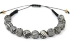 Adjustable Stone Bracelet - Gray Larvikite