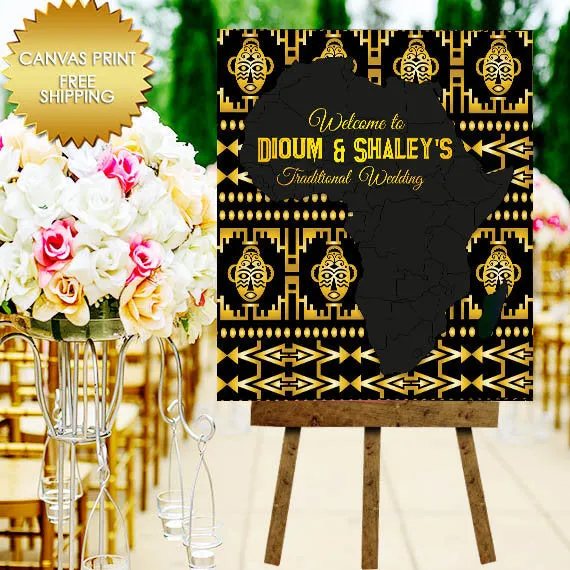 Africa Wedding Guest Book Canvas Sign