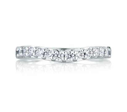 A.JAFFE ART DECO DAZZLING SHARED PRONG SIGNATURE CONTOUR BAND 0.48