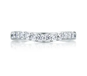 A.JAFFE ART DECO DAZZLING SHARED PRONG SIGNATURE CONTOUR BAND 0.48