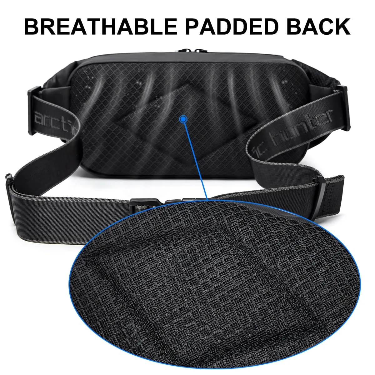 Arctic Hunter Sling Bag for Men,Stylish Mens Chest Bag Shoulder Bag Side Bag for Men 3 Pocket PU Coated Crossbody Bag (AH-YB00029 Sling Bag-Black)