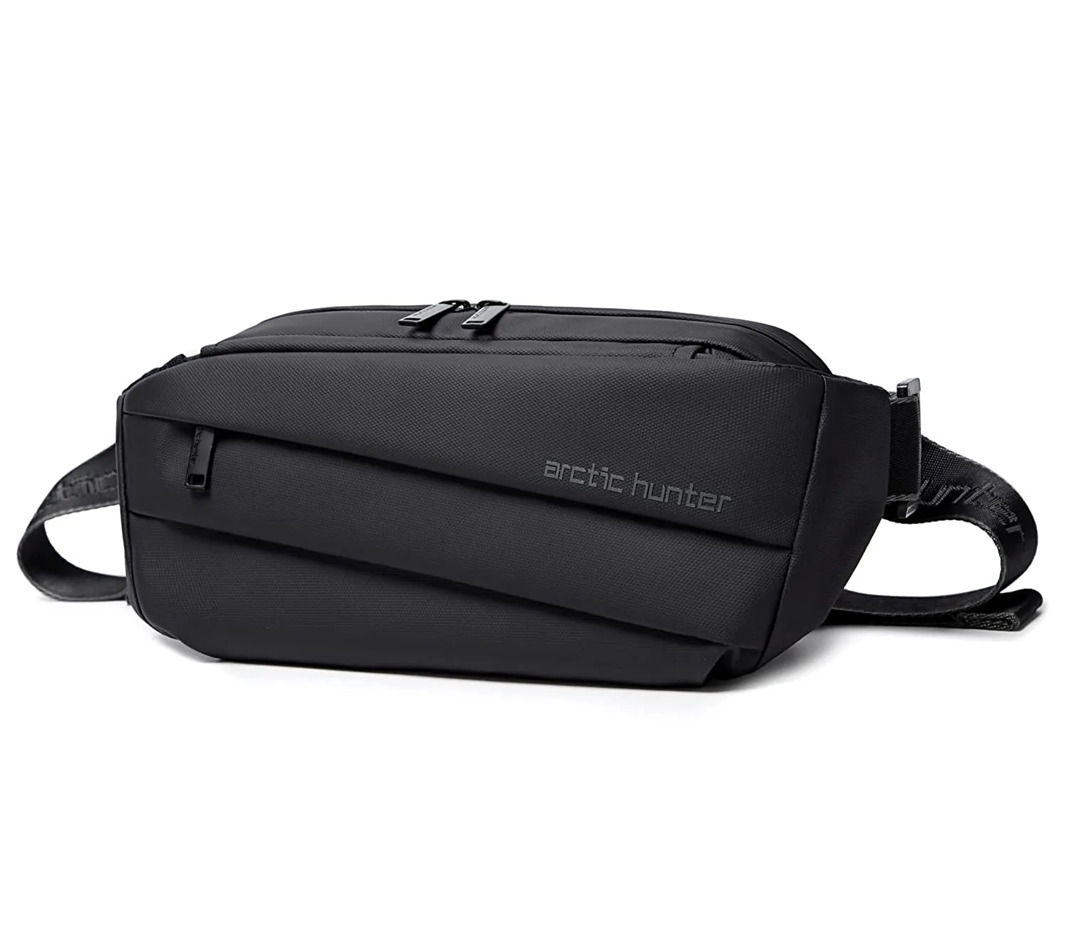Arctic Hunter Sling Bag for Men,Stylish Mens Chest Bag Shoulder Bag Side Bag for Men 3 Pocket PU Coated Crossbody Bag (AH-YB00029 Sling Bag-Black)