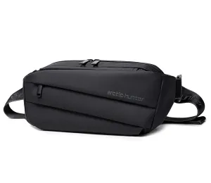 Arctic Hunter Sling Bag for Men,Stylish Mens Chest Bag Shoulder Bag Side Bag for Men 3 Pocket PU Coated Crossbody Bag (AH-YB00029 Sling Bag-Black)