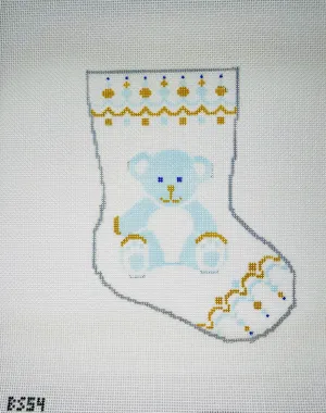 Beary Christmas in Blue Ornament Sized Stocking Canvas