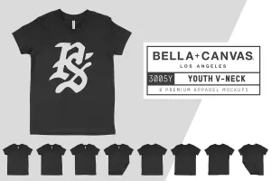 Bella   Canvas 3005Y Youth V-Neck Mockups