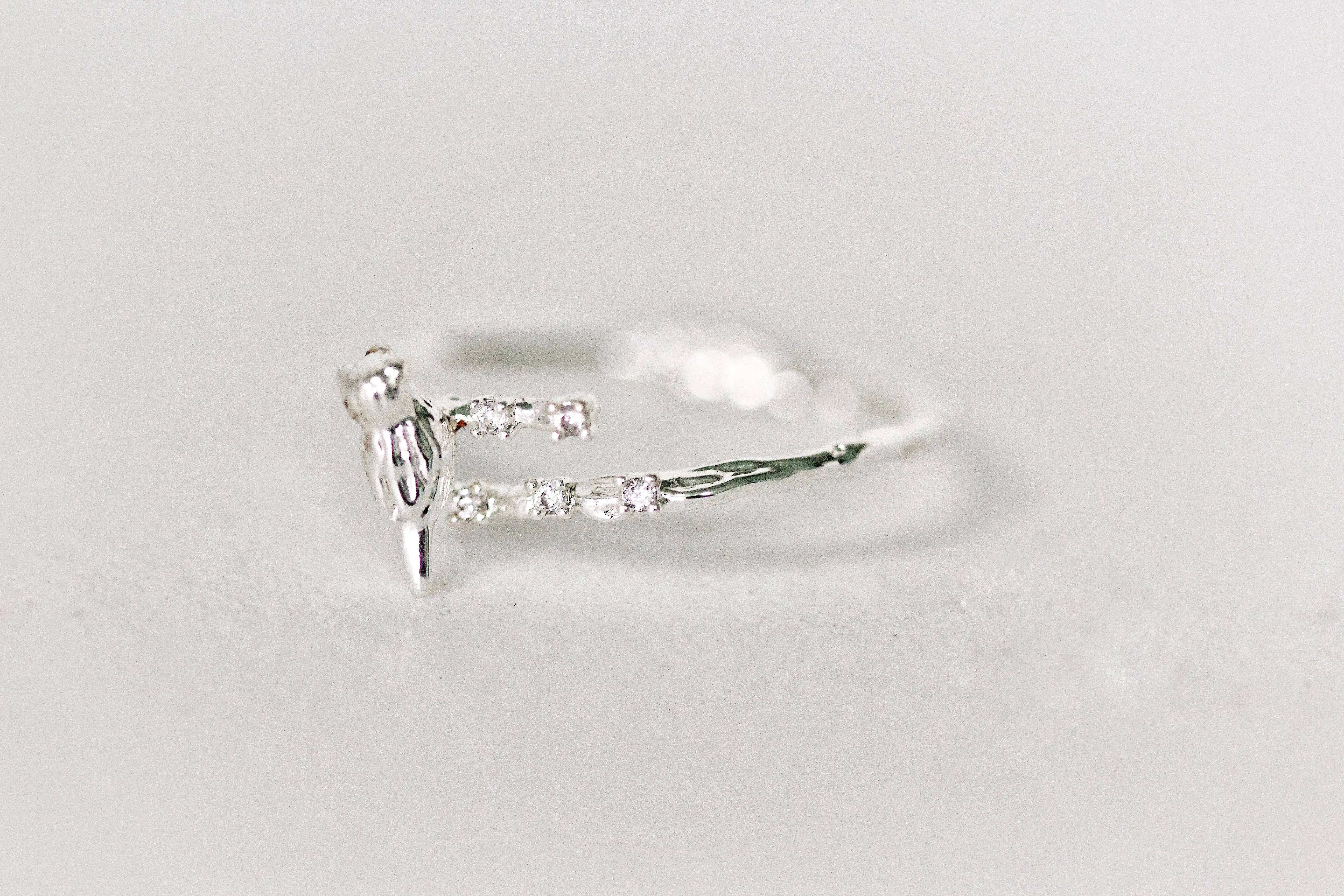 Birds Sitting on a Branch w/ Crystals Ring